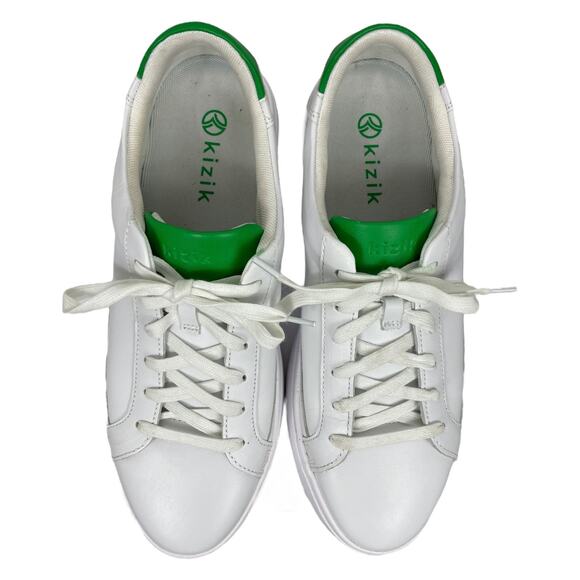 Kizik Vegas Sneakers Clover Green & White Leather Men’s 10.5 Classic Casual - Picture 12 of 13